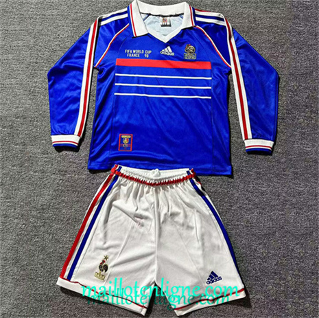 Thai Maillot Retro France Enfant Domicile Manche Longue 1998