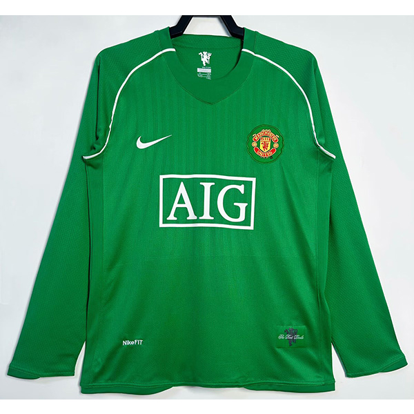 Maillot Retro2007-08#Manchester United Gardien de but Vert Manche Longue ligne8592