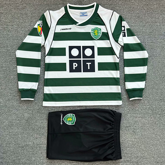 Maillot Retro 2001-03#Sporting CP Enfant Domicile Manche Longue ligne8522