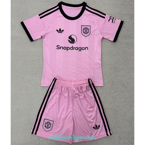 Thai Maillot Manchester United Enfant Gardien de but Rose 2025 2026 ligne 9149