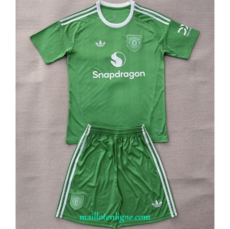 Thai Maillot Manchester United Gardien de but Enfant Vert 2025 2026 ligne 9152