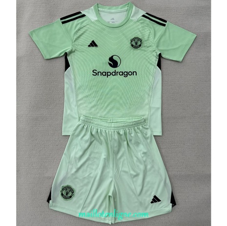 Thai Maillot Manchester United Enfant Gardien de but Vert 2025 2026 ligne 9150