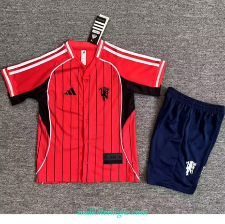 Thai Maillot Manchester United Enfant base-ball Rouge 2025 2026 ligne 9148