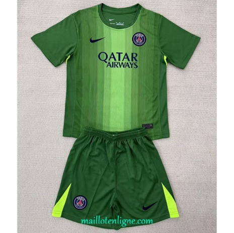 Thai Maillot PSG Enfant Gardien de but Vert 2025 2026 ligne 9161