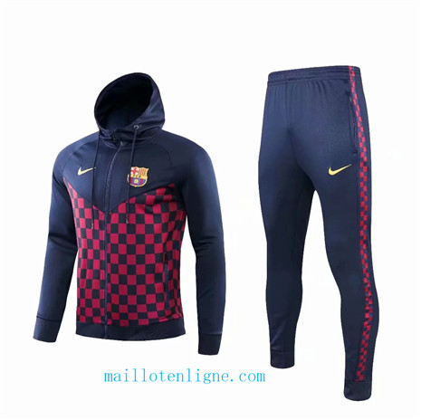 Maillotenligne Veste Survetement Barcelone Rouge Grille à Capuche 2019/2020