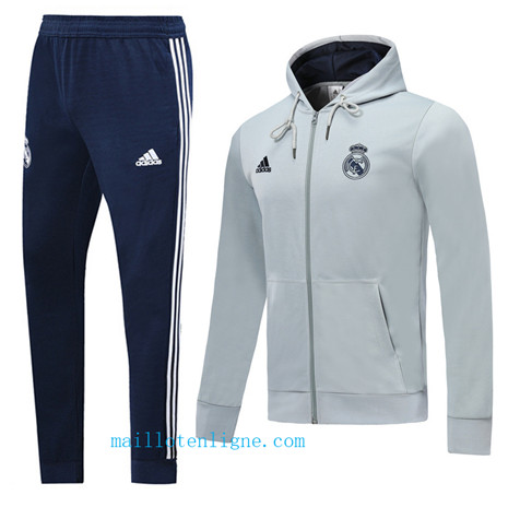 Maillotenligne Veste Survetement Real Madrid Gris clair à Capuche 2019/2020