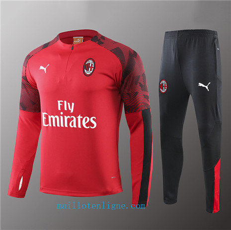 Ensemble foot AC Milan Enfant Survetement Rouge/Noir 2019/2020