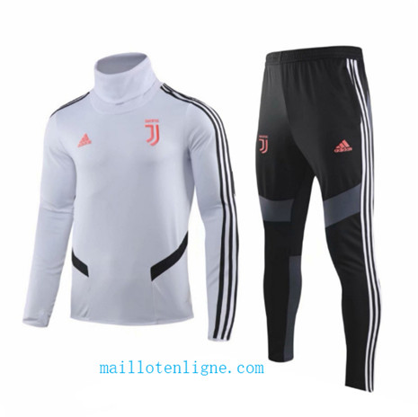 Ensemble foot Juventus Enfant Survetement Blanc/Noir Col haut 2019/2020