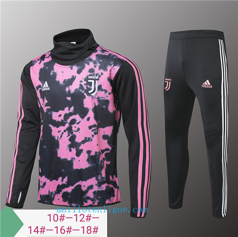 Ensemble foot Juventus Enfant Survetement Rose/Noir Col haut 2019/2020