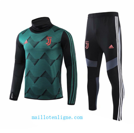 Ensemble foot Juventus Enfant Survetement Vert/Noir Col haut 2019/2020