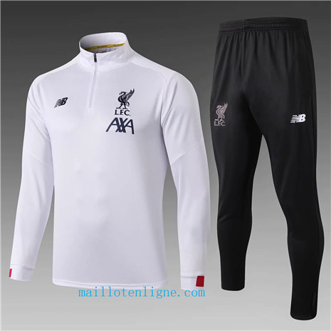 Ensemble foot Liverpool Enfant Survetement Blanc/Noir 2019/2020