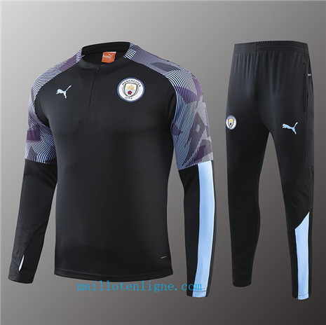 Ensemble foot Manchester City Enfant Survetement Noir/Violet 2019/2020