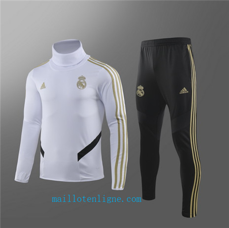 Ensemble foot Real Madrid Enfant Survetement Blanc Col haut 2019/2020