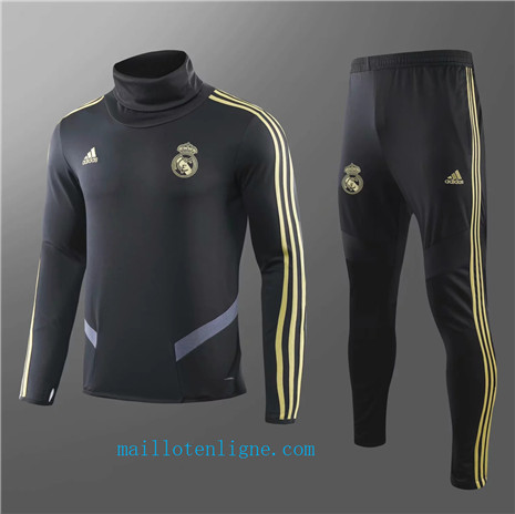 Ensemble foot Real Madrid Enfant Survetement Noir Col haut 2019/2020