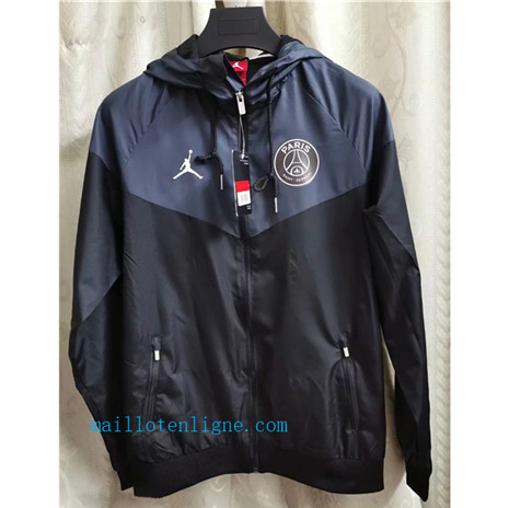 Veste foot PSG Coupe vent 2019/2020 Gris/Noir à Capuche