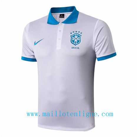 Maillot de foot POLO Brésil Blanc/Noir/Bleu 2019 2020