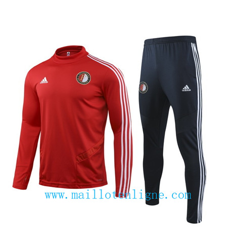 Ensemble foot Feyenoord Survetement Rouge/Noir 2019 2020 Col Ron