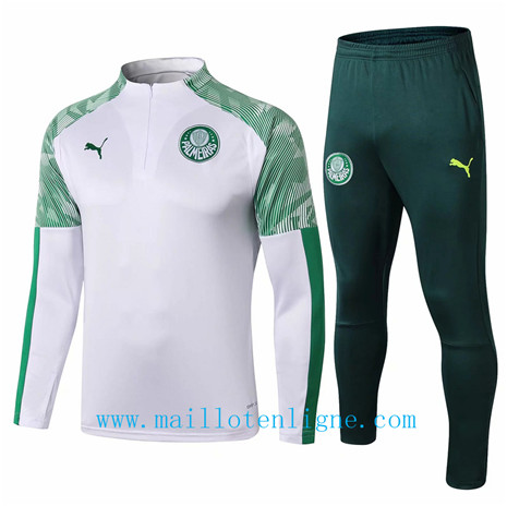 Ensemble foot Palmeiras Survetement Blanc/Vert 2019 2020 sweat z