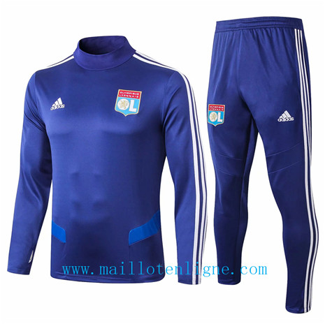 Ensemble foot Lyon Survetement Bleu 2019 2020 Col Haut