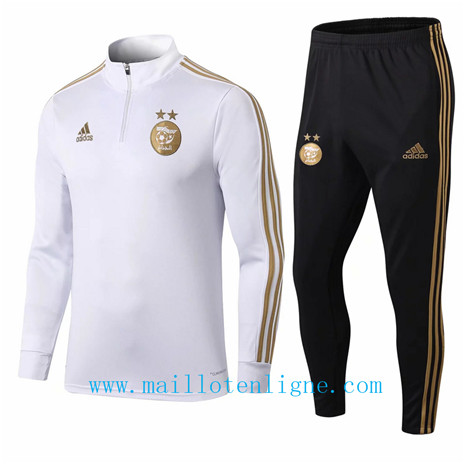 Ensemble foot Algerie Survetement Blanc/Noir 2019 2020 sweat zip