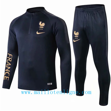 Ensemble foot France Survetement Noir 2019 2020 sweat zippé