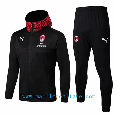 Veste à Capuche AC Milan Survetement Noir 2019 2020 Rouge