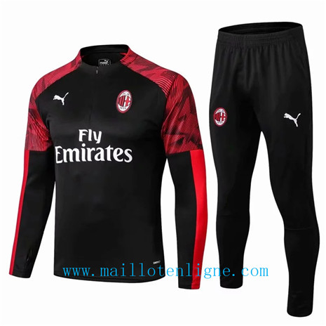 Ensemble foot AC Milan Survetement Noir/Rouge 2019 2020