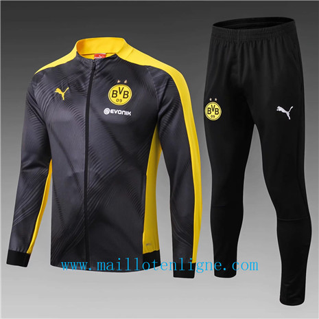 Veste Borussia Dortmund Enfant Survetement Noir/Jaune 2019 2020