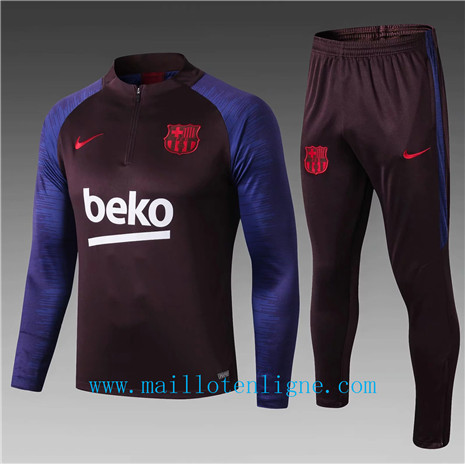 Ensemble foot Barcelone Enfant Survetement Bleu/Jujube Rouge 201