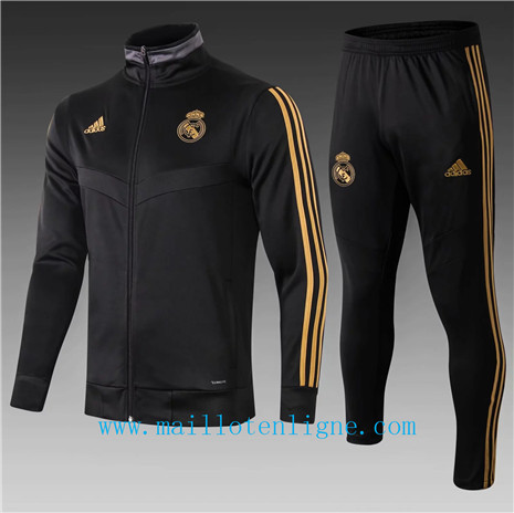 Veste Real Madrid Enfant Survetement Noir 2019 2020 Col Haut