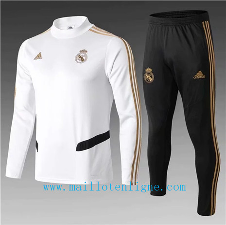 Ensemble foot Real Madrid Enfant Survetement Blanc/Noir 2019 202