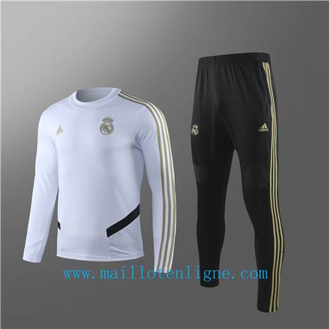 Ensemble foot Real Madrid Enfant Survetement Blanc/Noir 2019 202