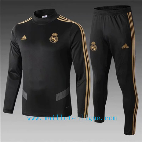 Ensemble foot Real Madrid Enfant Survetement Noir 2019 2020 Col