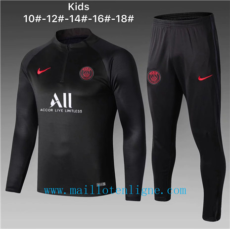 Ensemble foot PSG ALL Enfant Survetement Noir 2019 2020 sweat zi