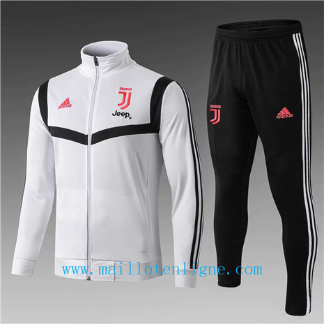 Veste Juventus Survetement Enfant Blanc/Noir 2019 2020 Col Haut