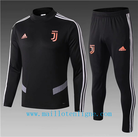 Ensemble foot Juventus Survetement Enfant Noir 2019 2020 Col Hau