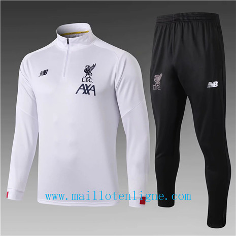 Ensemble foot Liverpool Enfant Survetement Blanc/Noir 2019 2020