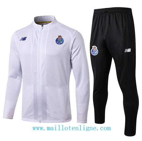 D004 Survetement de foot FC Porto Veste Blanc/Noir 2019 2020