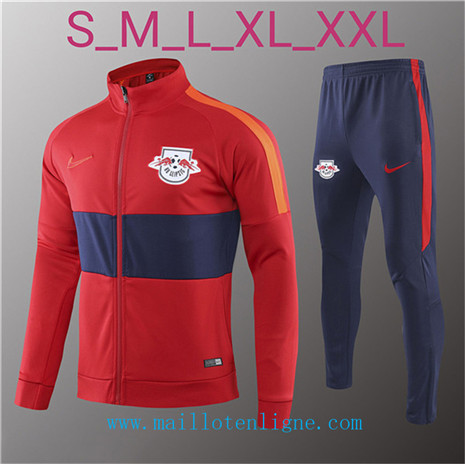 D012 Survetement de foot Bull Leipzig Veste Rouge/Bleu Marine 2019 2020