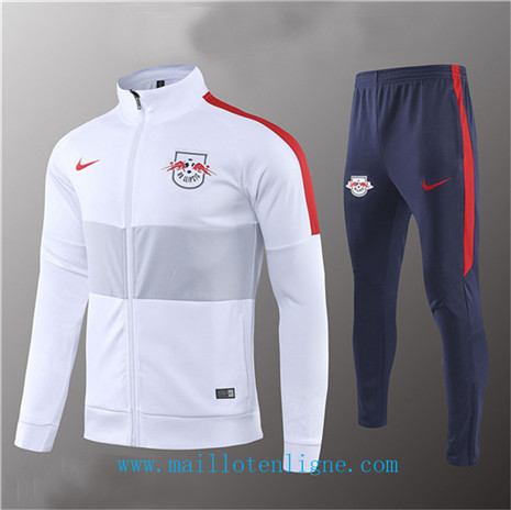 D013 Survetement de foot Bull Leipzig Veste Blanc/Bleu Marine 2019 2020