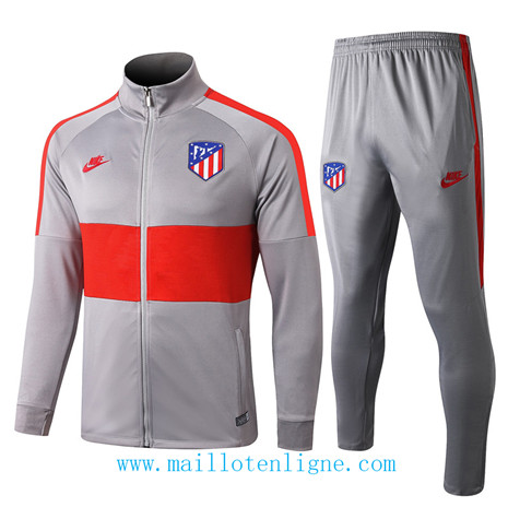 D017 Survetement de foot Atletico de Madrid Veste Gris/Rouge 2019 2020