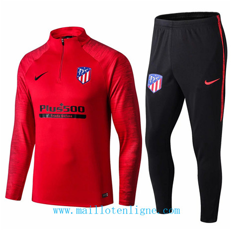 D019 Survetement de foot Atletico de Madrid Rouge/Noir sweat zippé 2019 2020