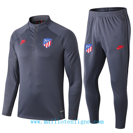 D020 Survetement de foot Atletico de Madrid Gris foncé sweat zippé 2019 2020