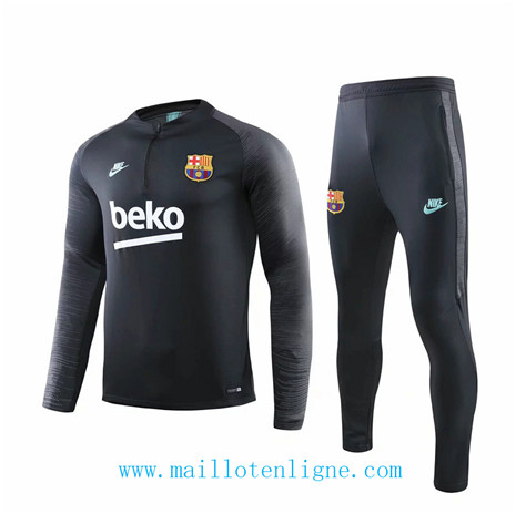 D023 Survetement de foot Barcelone Noir sweat zippé 2019 2020