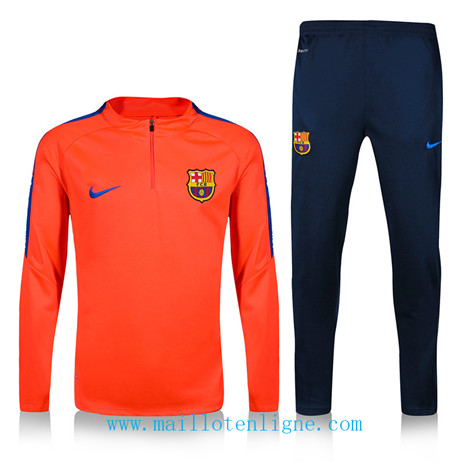 D026 Survetement de foot Barcelone Orange/Bleu Marine sweat zippé 2019 2020