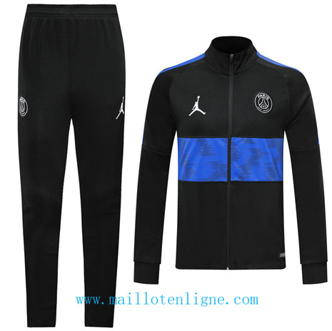 D043 Survetement de foot Paris Saint-Germain Veste Noir/Bleu bande 2019 2020