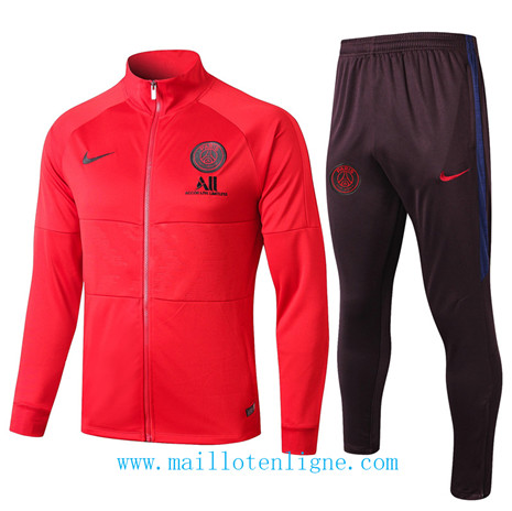 D044 Survetement de foot Paris Saint-Germain Veste Rouge/Noir 2019 2020