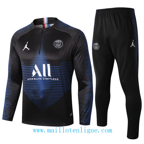 D047 Survetement de foot Paris Saint-Germain Noir sweat zippé 2019 2020