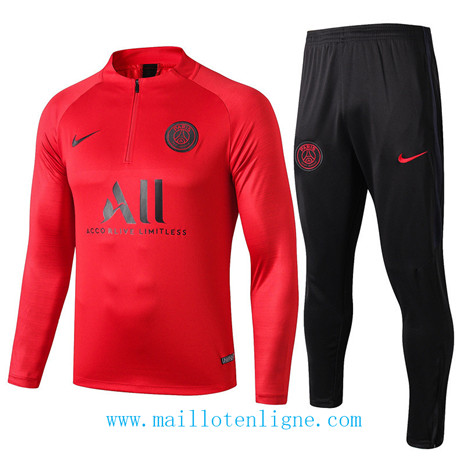 D049 Survetement de foot Paris Saint-Germain Rouge/Noir sweat zippé 2019 2020