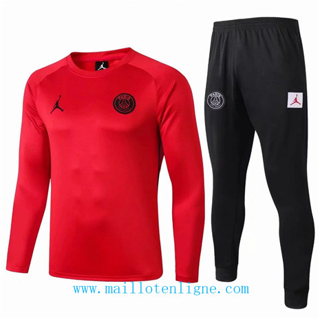 D050 Survetement de foot Paris Saint-Germain Rouge/Noir Col Rond 2019 2020